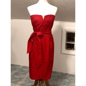 J. Crew red strapless dress